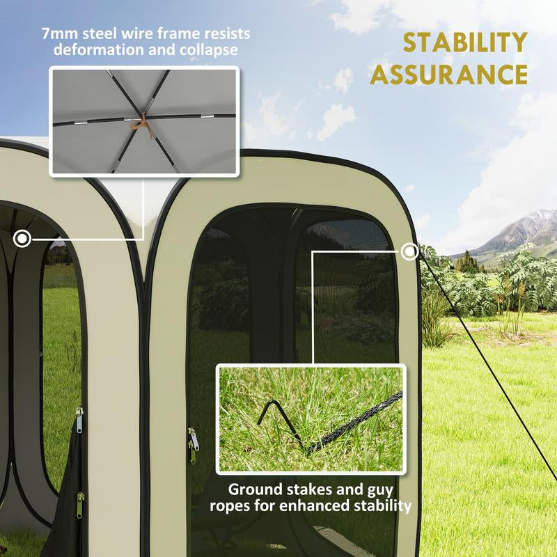 Outsunny 11 X 11Ft Pop up Screen Tent, Portable Camping Gazebo Canopy Screen House with UPF50+ Oxford Cloth and Carry Bag for Patio, Backyard, Deck