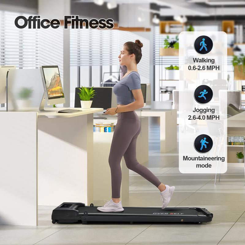 OVER SELF Inclined Folding Incline Treadmill, Walking Mat Treadmill with ,300 Lbs Portable Treadmill with Handle, Safety Lock, Quiet Design for Home and Office Treadmill with LED Display – Smart Fitness Machine Exercise