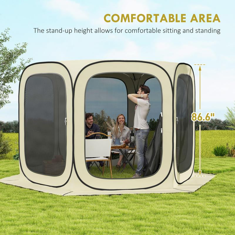 Outsunny 11 X 11Ft Pop up Screen Tent, Portable Camping Gazebo Canopy Screen House with UPF50+ Oxford Cloth and Carry Bag for Patio, Backyard, Deck