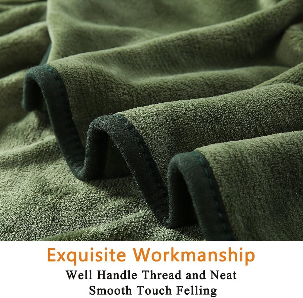 Fleece 90Character Fuzzy Mat Blast 350GSM Warm, Anti-Static Flaunt for Couch, Bed, Sofa-Green, Queen Size