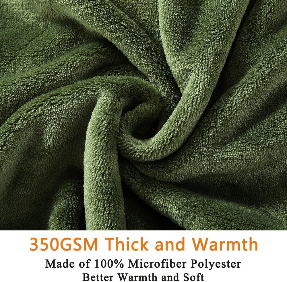 Fleece 90Character Fuzzy Mat Blast 350GSM Warm, Anti-Static Flaunt for Couch, Bed, Sofa-Green, Queen Size