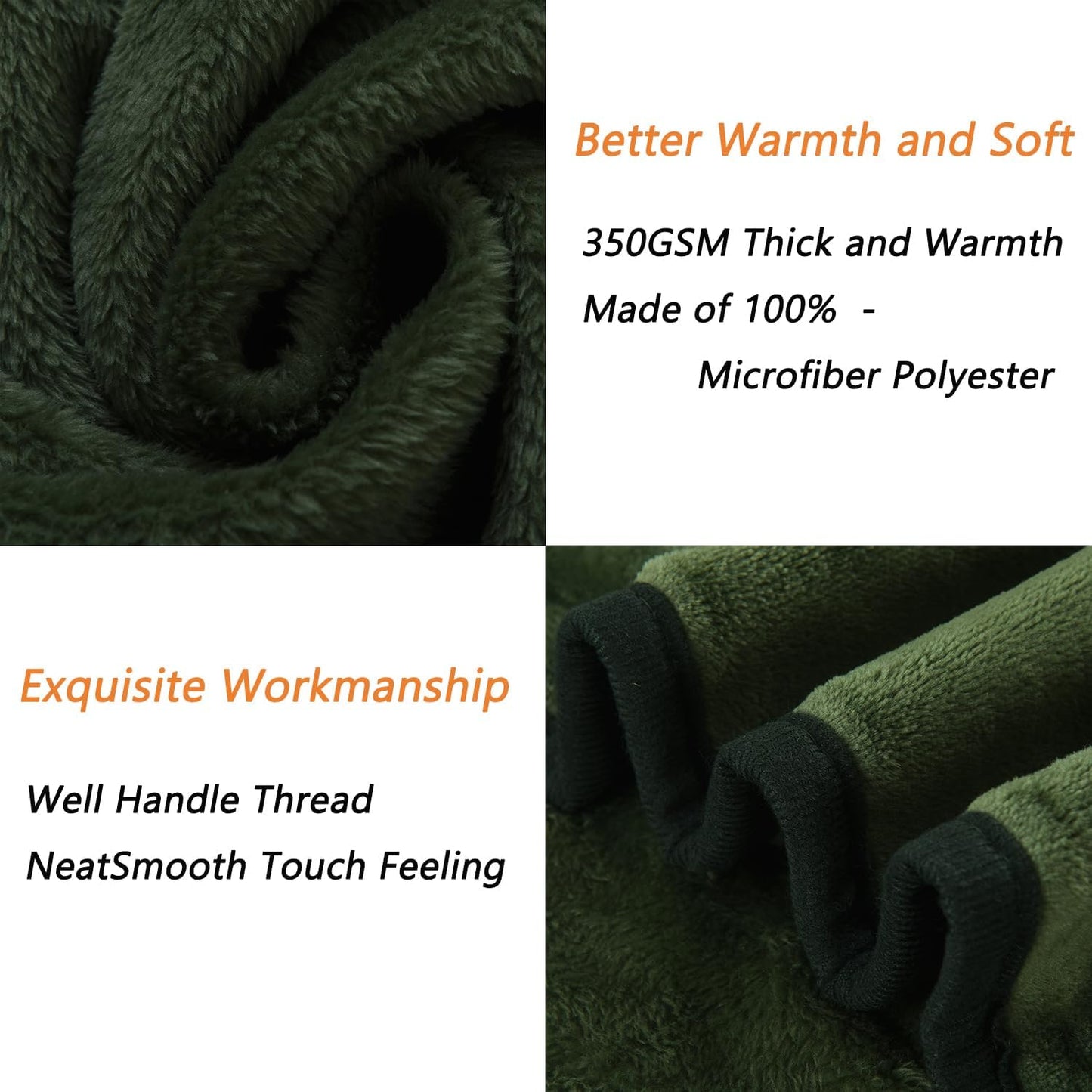 Fleece 90Character Fuzzy Mat Blast 350GSM Warm, Anti-Static Flaunt for Couch, Bed, Sofa-Green, Queen Size
