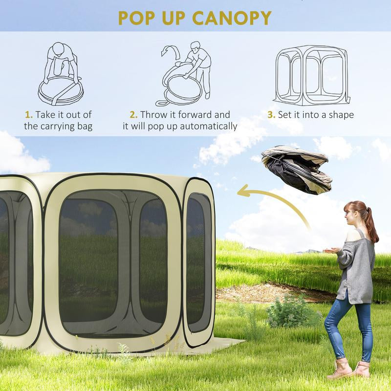 Outsunny 11 X 11Ft Pop up Screen Tent, Portable Camping Gazebo Canopy Screen House with UPF50+ Oxford Cloth and Carry Bag for Patio, Backyard, Deck