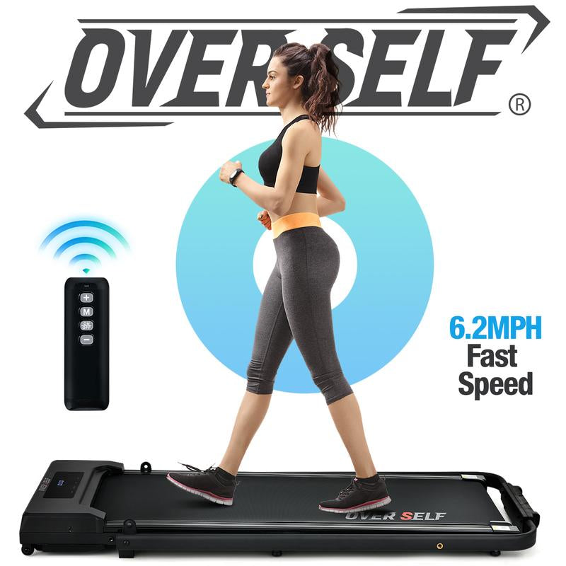 OVER SELF Inclined Folding Incline Treadmill, Walking Mat Treadmill with ,300 Lbs Portable Treadmill with Handle, Safety Lock, Quiet Design for Home and Office Treadmill with LED Display – Smart Fitness Machine Exercise
