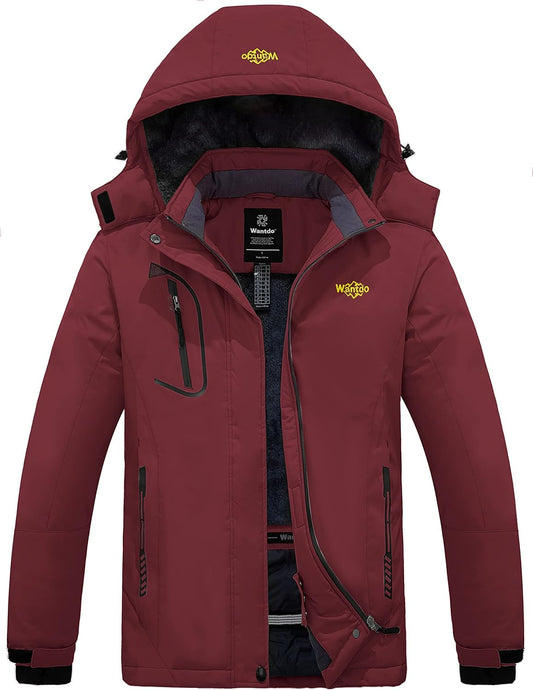 Women'S Mountain Waterproof Ski Jacket Windproof Rain Jacket Winter Warm Hooded Coat