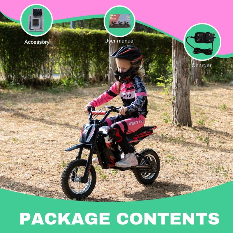 Electric Dirt Bike,36V&300W&10Miles,3 Speed Modes Electric Motorcycles for Kids Ages 3-12,Green