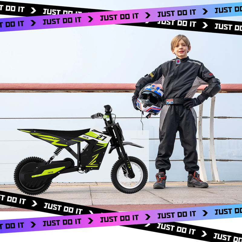 Electric Dirt Bike,36V&300W&10Miles,3 Speed Modes Electric Motorcycles for Kids Ages 3-12,Green