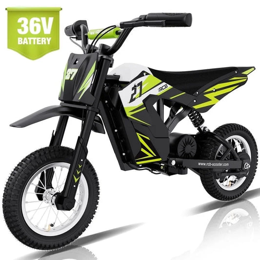 Electric Dirt Bike,36V&300W&10Miles,3 Speed Modes Electric Motorcycles for Kids Ages 3-12,Green