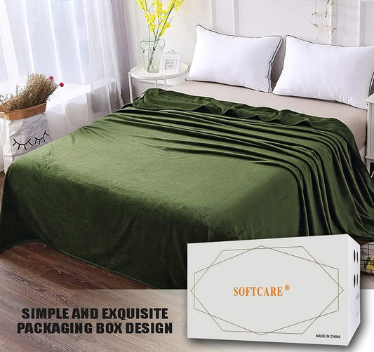 Fleece 90Character Fuzzy Mat Blast 350GSM Warm, Anti-Static Flaunt for Couch, Bed, Sofa-Green, Queen Size